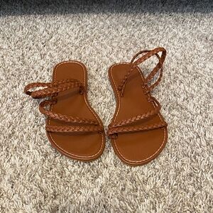 Women's Braided Leather Sandals - Tan
